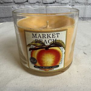 Bath & Body Works MARKET PEACH Small 4 oz Single Wick Candle No Lid VTG‎ NOS